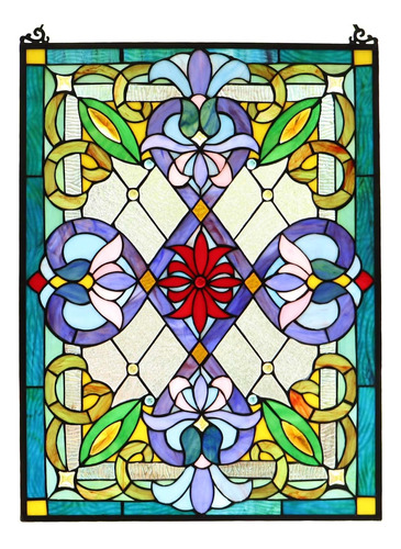 W10028 - Panel De Vitral Estilo Victoriano Tiffany Con Caden