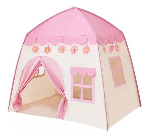 Carpa Flor Infantil Princesas Portatil Y Ligera Beige - Rosa