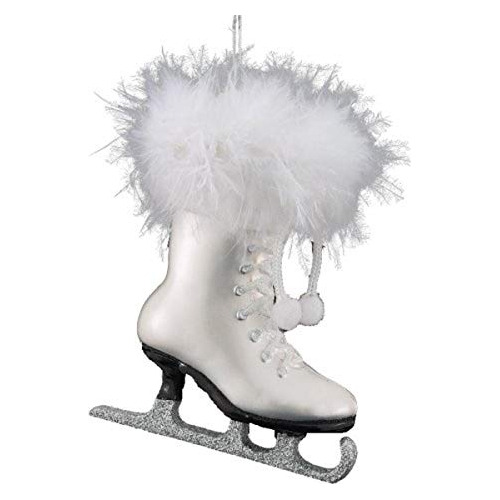 Noble Gems Kurt Adler 41/4inch Glass White Ice Skate Or...