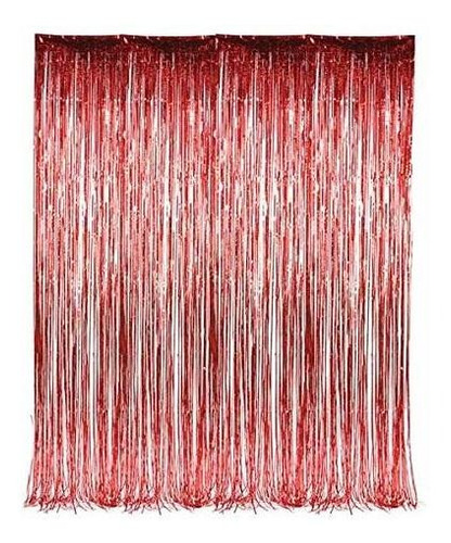 Rhode Island Novelty 3 Foot X 8 Foot Red Tinsel Foil Fringe