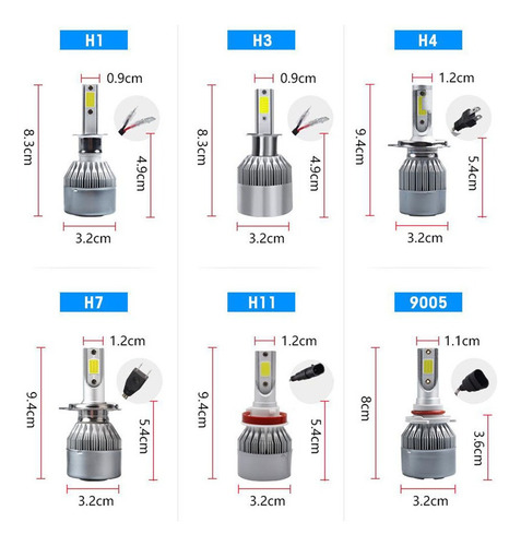 Kit Super Led 6k Lúmenes Par Xenon H4h1h7