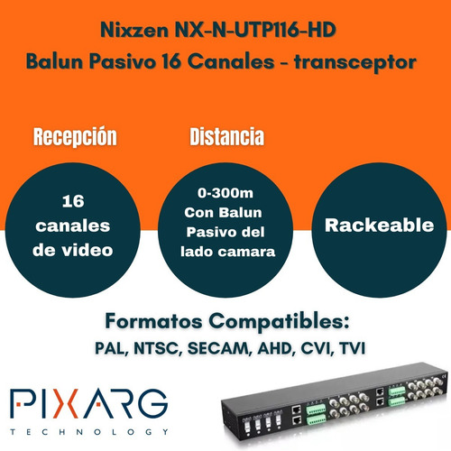 Balunera Balun Pasivo 16 Canales Transceptor Hd Bnc Utp
