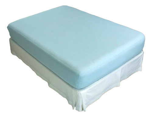 Lençol Avulso King Cozzilar Com Elástico Liso 100% Algodão Cor Azul Bebê