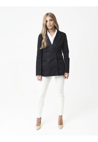 Blazer Cruzado De Cotton Saten Negro 44