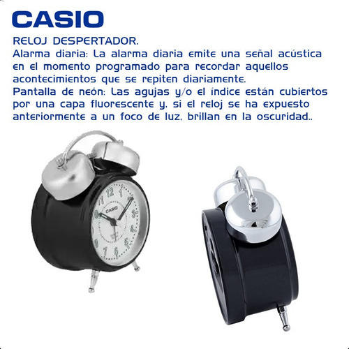 Despertador Digital Casio Vintage Tq362 Reloj Alarma Campana Color Blanco