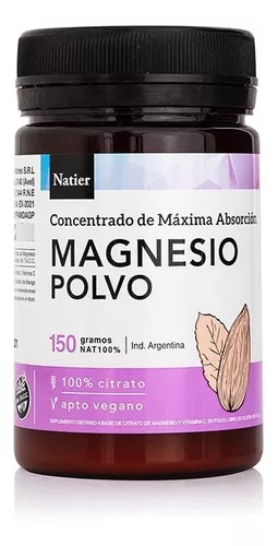 Citrato magnesio polvo apto vegano natier formación de huesos 150gr