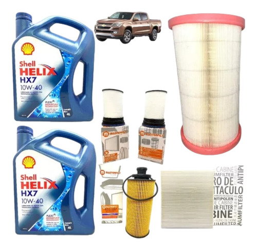 Kit 5 Filtros S10 2.8 + 8l Aceite Shell Helix Hx7 10w40