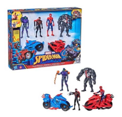 Set De Figuras Spiderman Venom Villanos  Con Vehículos 6 Pzs