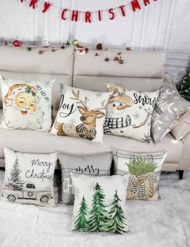 Set De 4 Fundas De Almohada Navideñas Con Impresión A Doble
