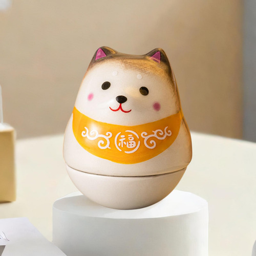 Dog Luco Ceramic Shiba Inu Dolo De Tombler De Amarelo Marrom