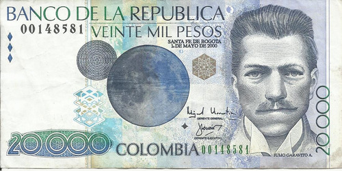 Colombia Billete Reposición 20000 Pesos 1 Mayo 2000