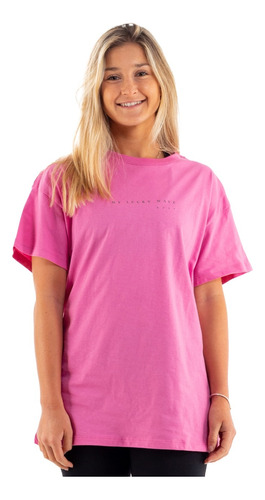 Remeron Manga Corta Lucky Wave Roxy Rosa Con Estampa