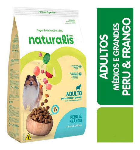 Ração Naturalis Cães Adultos Médios Frango E Peru 12kg