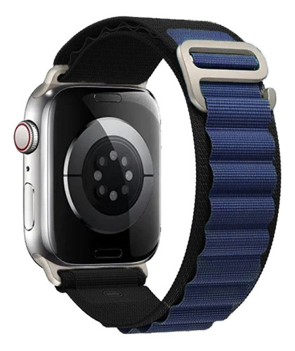 Pulseira Smart Watch Ultra Alpine Loop E Iwo 42mm A 49mm Cor Azul com Preto
