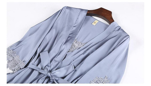 Set De Pijama Dama Sexi Ropa De Dormir Bata De Seda 5 Piezas