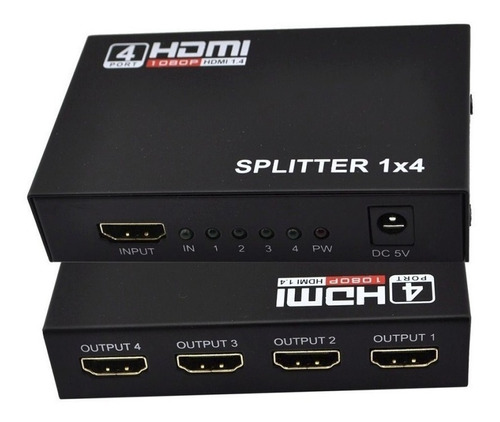 Imagen 1 de 4 de Splitter Hdmi 1*4 Divisor De Señal Amplificador Conecta 4 Tv