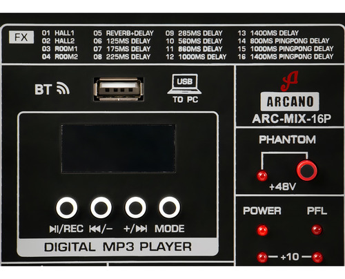 Mesa De Som Amplificada Arcano Arc-mix-16p Interface 110v
