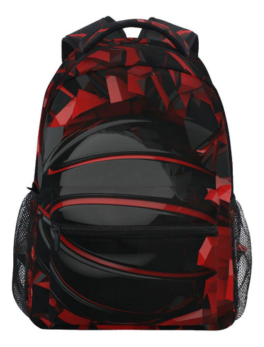 Krafig Mochila Baloncesto Roja Negra Para Niño Niña M