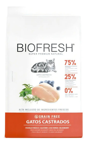 Ração Seca Biofresh Gato Castrado Frango 400g Super Premium