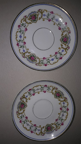 Platos 2 Pequeños Gda Limoges Francia 11,5 Cm Diseño Floral*