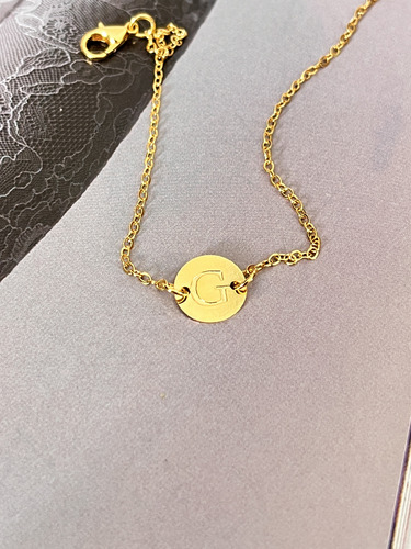 Pulseira De Elos Com Letra G Banhada A Ouro
