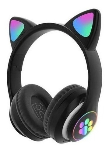 Fone de ouvido over-ear gamer sem fio Luuk Young LT30 preto com luz LED