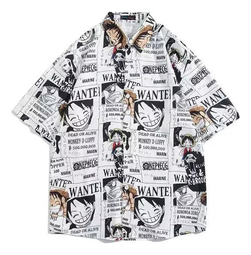 Camisa Nueva One Piece Luffy Anime Manga Blanco Negro