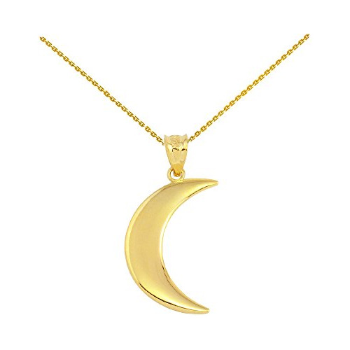 Colgante Luna Creciente Oro Amarillo 14k