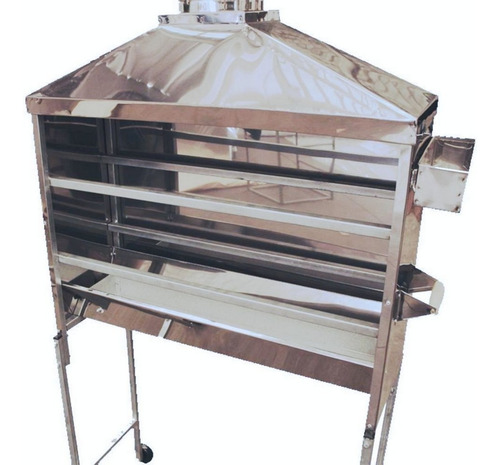 Carrinho Churrasqueira Inox Espetinhos 100cm Rodas Chaminé