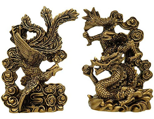 Dragón Chino Feng Shui Y Estatua De Fénix Fgurine Decoración
