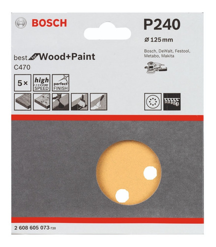 Imagen 2 de 4 de Lija Excéntrica Autoadherente 125mm. Bosch G 240 X5u.