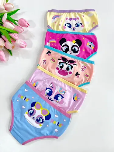 Kit Calcinha Infantil Menina Com 5 Unidades Cotton Premium