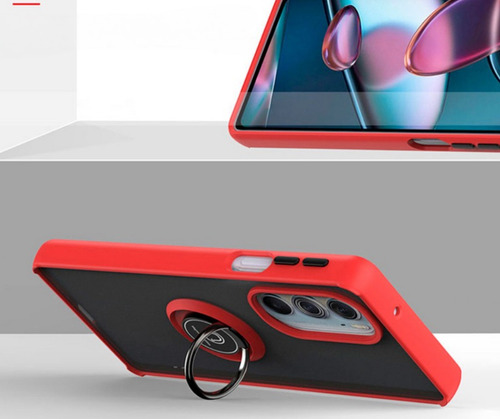Funda Para Poco M5 Uso Rudo Anticaidas Con Anillo Rojo M5