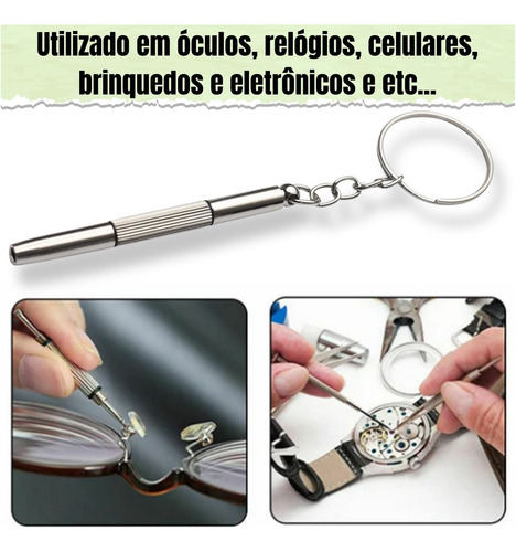 Kit 120 Chaveiro Multifuncional 3 Em 1 Chave Fenda Philips