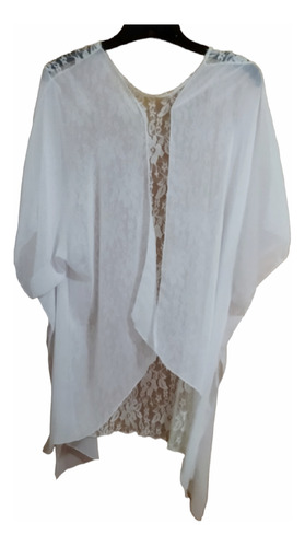 Kimono Blanco C Encaje Gasa Talla Única Nuevo 