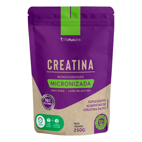 Creatina 250g Monohidratada Micronizada C/ Laudo 101% Pureza