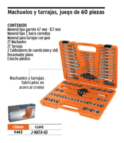 Juego Machos Y Terrajas 60 Piezas Truper Set J-mata-60