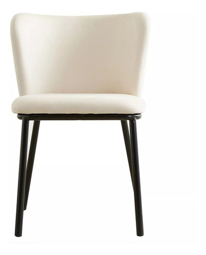 Silla De Comedor Cocina Cozy Tapizada En Pana Velvet X2 Estructura De La Silla Negro Asiento Beige