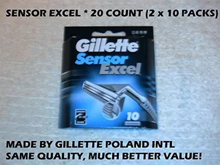 Cartuchos Gillette Sensor Excel Razor Refill 20 Count