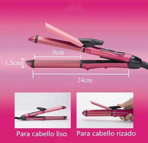 Alaciadora Rizadora De Cabello 2 En 1 Plancha Tenaza 3 Pack