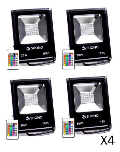 Pack X4 Reflector Led Rgb 30w Exterior Luces Led 16 Colores