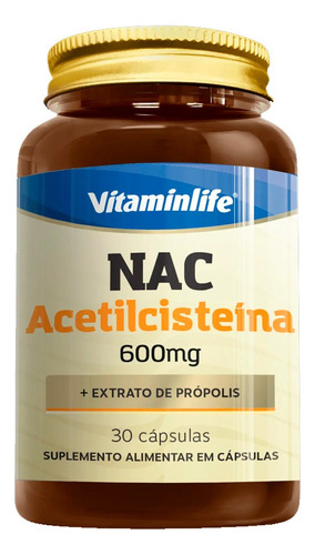 Nac Acetilcisteína 600mg - 30 Cápsulas - Vitaminlife