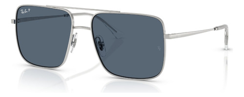 Lentes De Sol Ari Azul Polarizados Ray-ban Rb37580032v Varilla Plateado Armazón Plateado