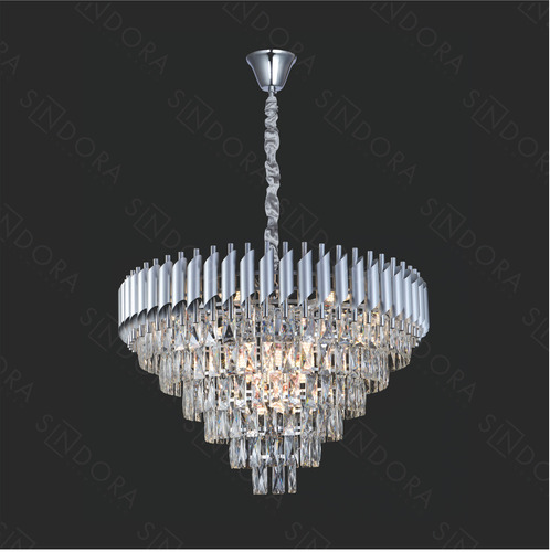 Lustre Pendente Vana Cristal 75×43cm Sindora Cromado 110v/220v