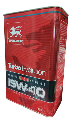 Aceite 15w40 Wolver Evolution Diesel Api Cl4 Acea A3/b4 E7