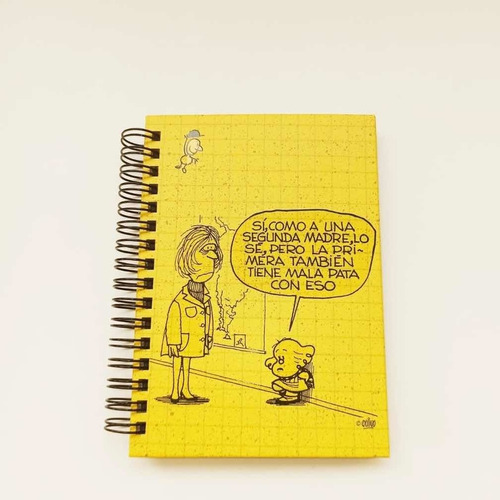Cuaderno A6 Rayado Mafalda Educacion Amarillo - Tapa Dura
