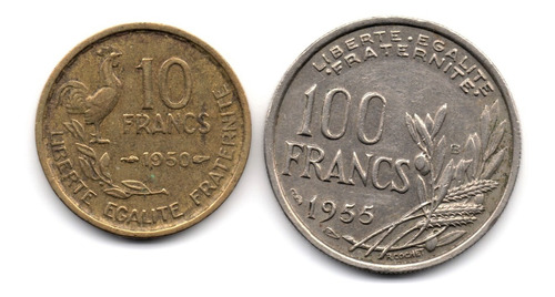 Francia 10 Y 100 Francos 1950 Y 1955