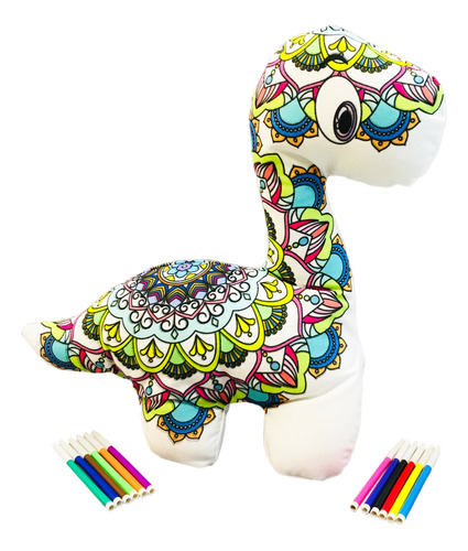 Cuello Largo Dinosaurio Mandala 3d Peluche Colorear Lavable