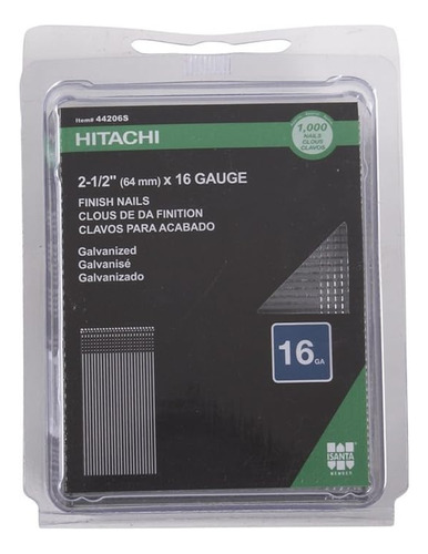 Clavos Electrogalvanizados Hitachi Calibre 16 X 2-1/2 1000 U