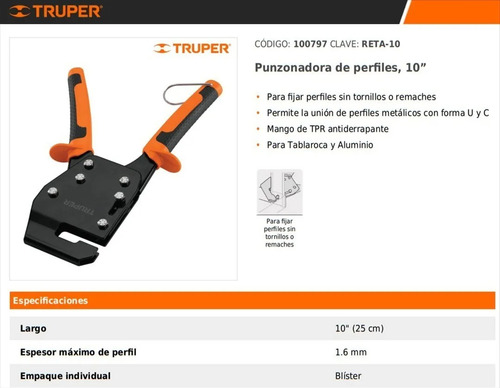 Pinza Punzonadora De Perfiles De Aluminio Truper 100797